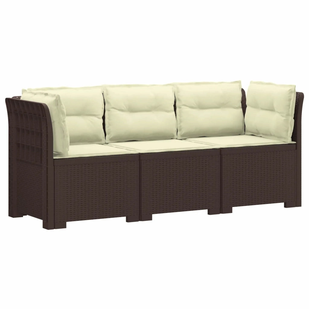 Divano da giardino 3 posti con cuscini in look rattan PP 3443838