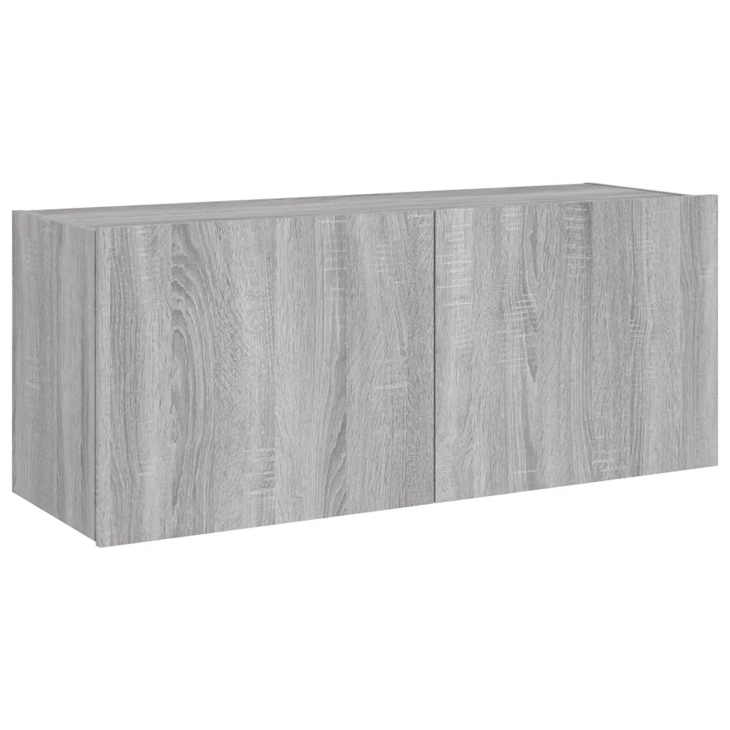 Mobile TV a Parete con Luci LED-Mobile TV a Muro Grigio Sonoma 100x35x41 cm