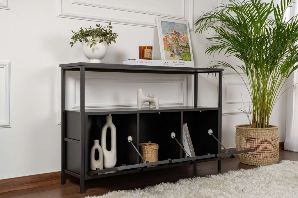 Credenza in legno "Solace" - 120 x 30 x 77 cm - Nero
