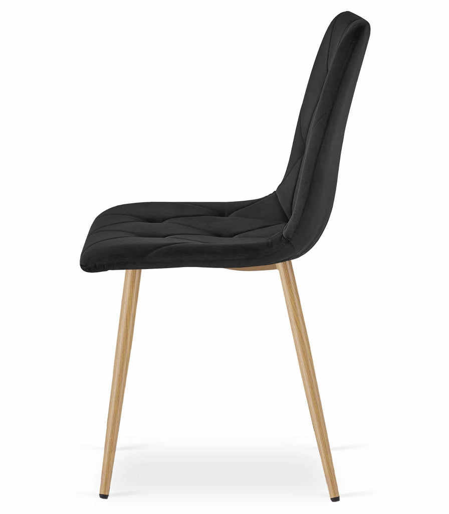 Sedia Valora TYRA in velluto nero con gambe color legno x4