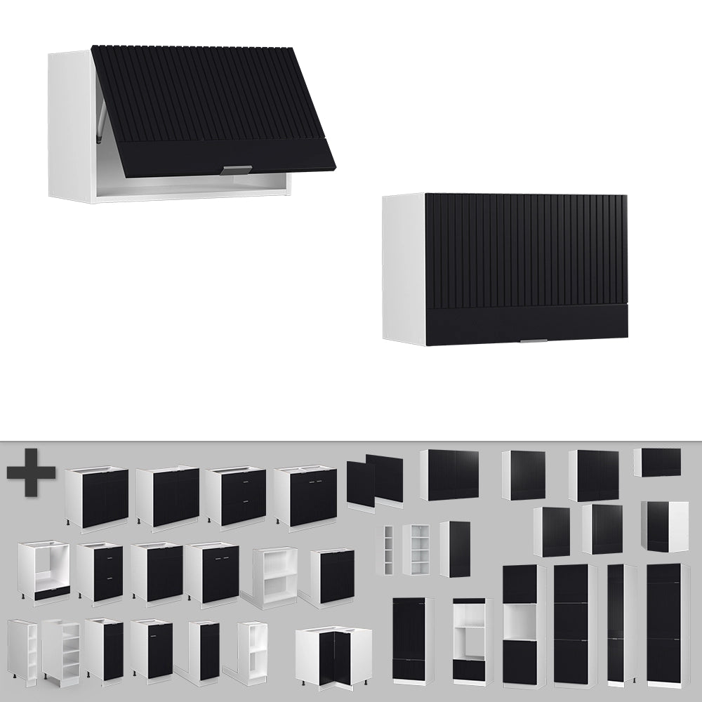 Pensile da cucina Fame-Line Nero rigato/Bianco 60 cm Piatto Vicco