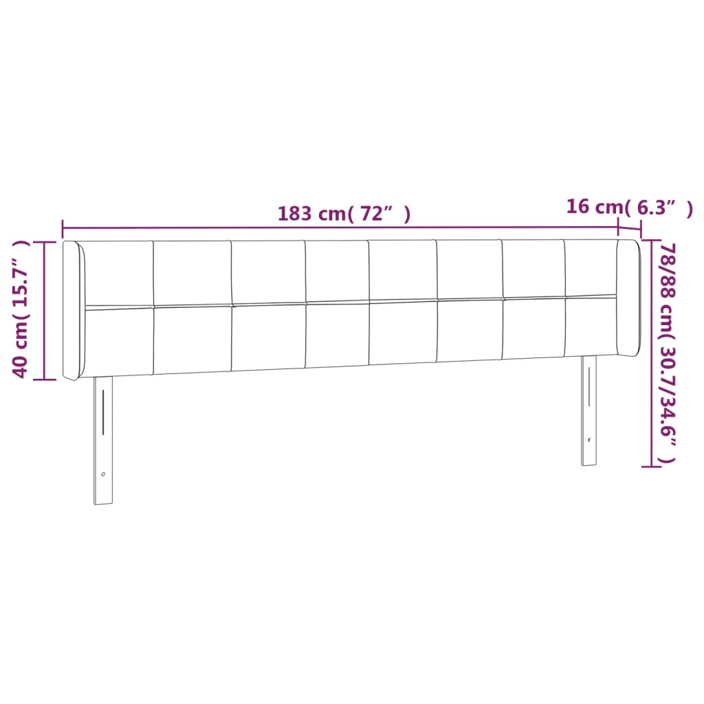 Testiera a LED-Testata con LED Crema 183x16x78/88 cm in Tessuto 459426