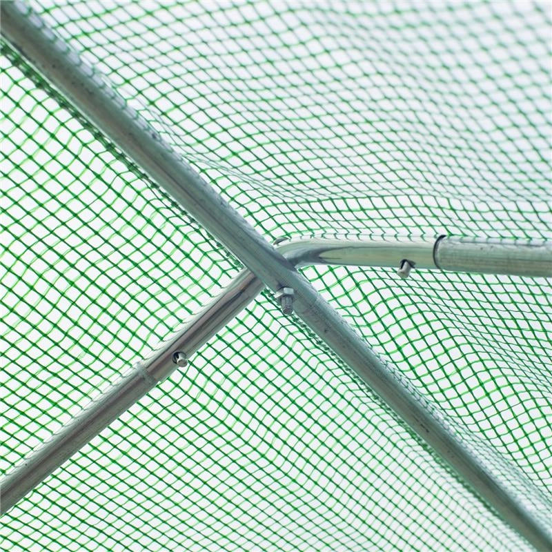 SERRA DA GIARDINO CON TETTO SPIOVENTE IN PE E TUBI D'ACCIAIO VERDE SCURO 4.5X3X2M