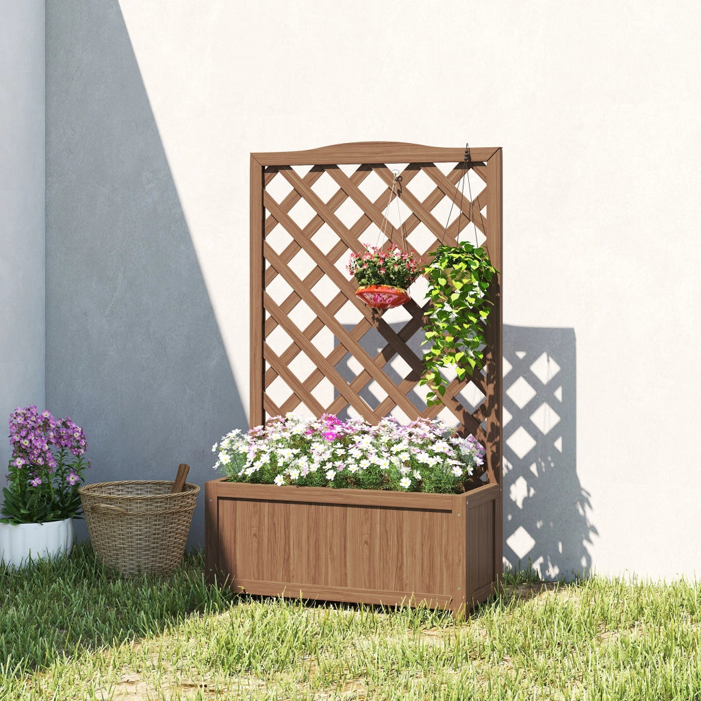 Fioriera con griglia per piante rampicanti ¨C zephmum ¨C 70x28x117cm legno massello marrone scuro