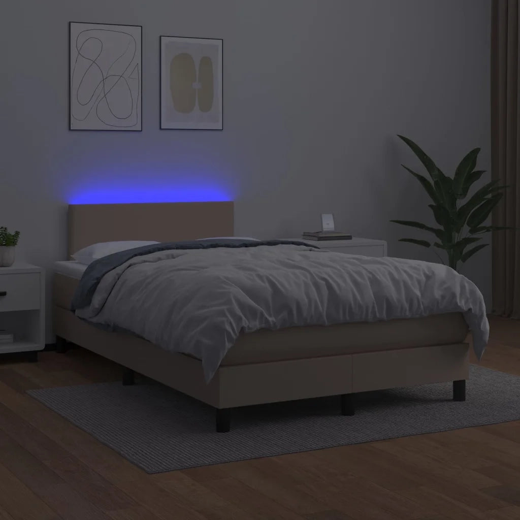 Giroletto Molle Materasso e LED Cappuccino 120x200cm Similpelle cod mxl 63940