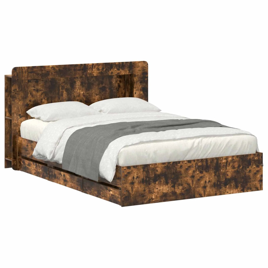 Struttura del letto con stoccaggio e testata Rovere Fumo 3434037