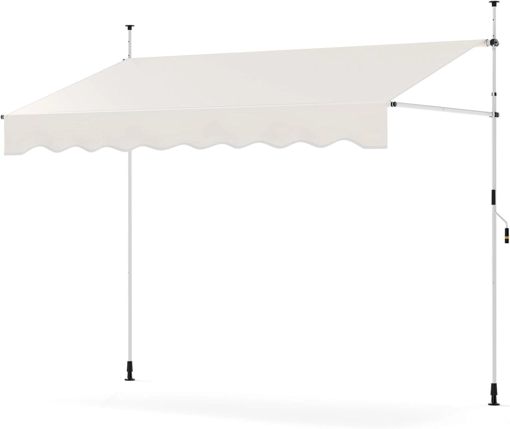 Tenda da Sole a Morsetto, Regolabile in Altezza e Inclinazione con Manovella, Telo Impermeabile e Resistente ai Raggi Solari e Telaio Antiruggine, Tenda Retrattile Senza Foratura (2,5M,Bianco)