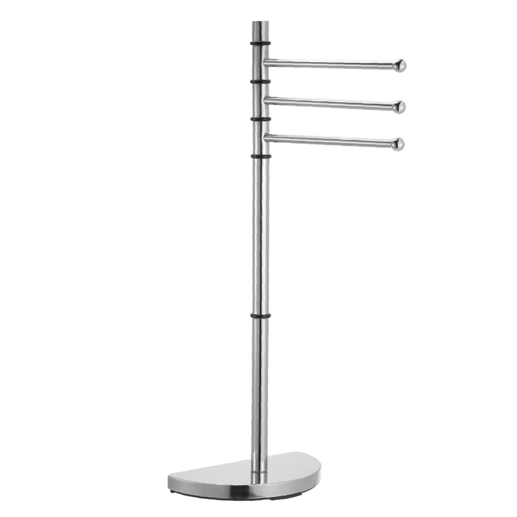 Accessori Bagno da Terra in Acciaio Inox – Piantana Porta Rotolo Carta Igienica con Scopino Water / Porta Salviette Multibraccio – Design Moderno Antiruggine, Base Stabile, Facile da Pulire Modello Eliana