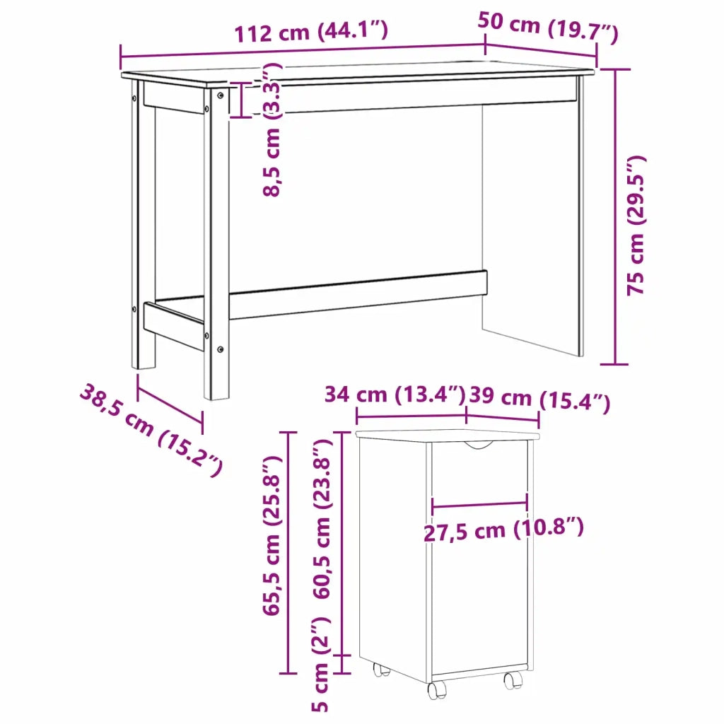 Set di Scrivania e Armadietto 2 pz Marrone Miele 3438780