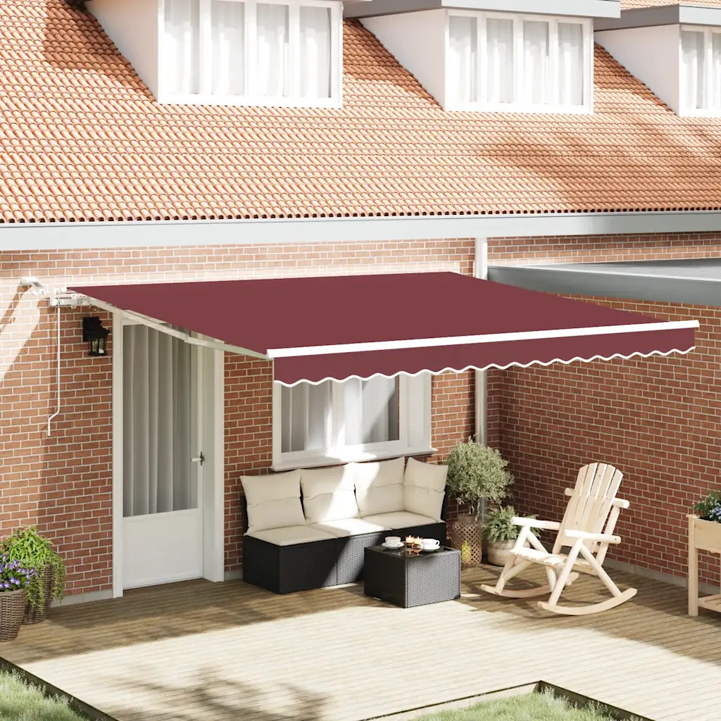 vidaXL Tenda da Sole Retrattile Automatica con LED Bordò 400x300 cm