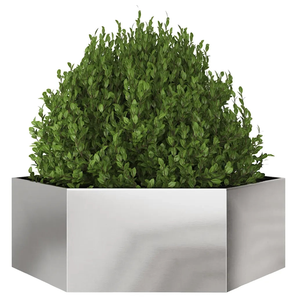 Fioriera da Giardino Esagono 138x120x45 cm in Acciaio Inox 851140