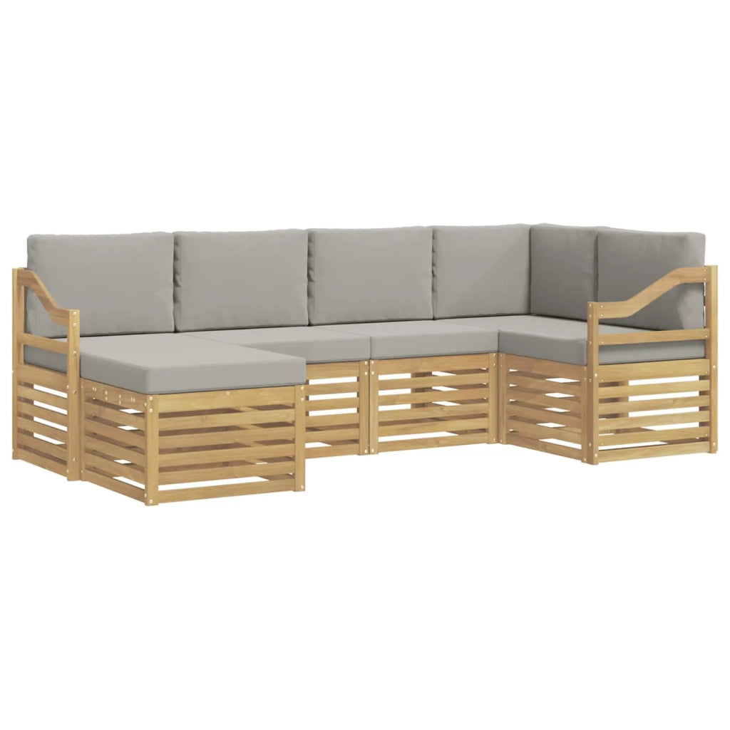 Set di divani da esterno 6 pcs Bianco e Grigio Chiaro