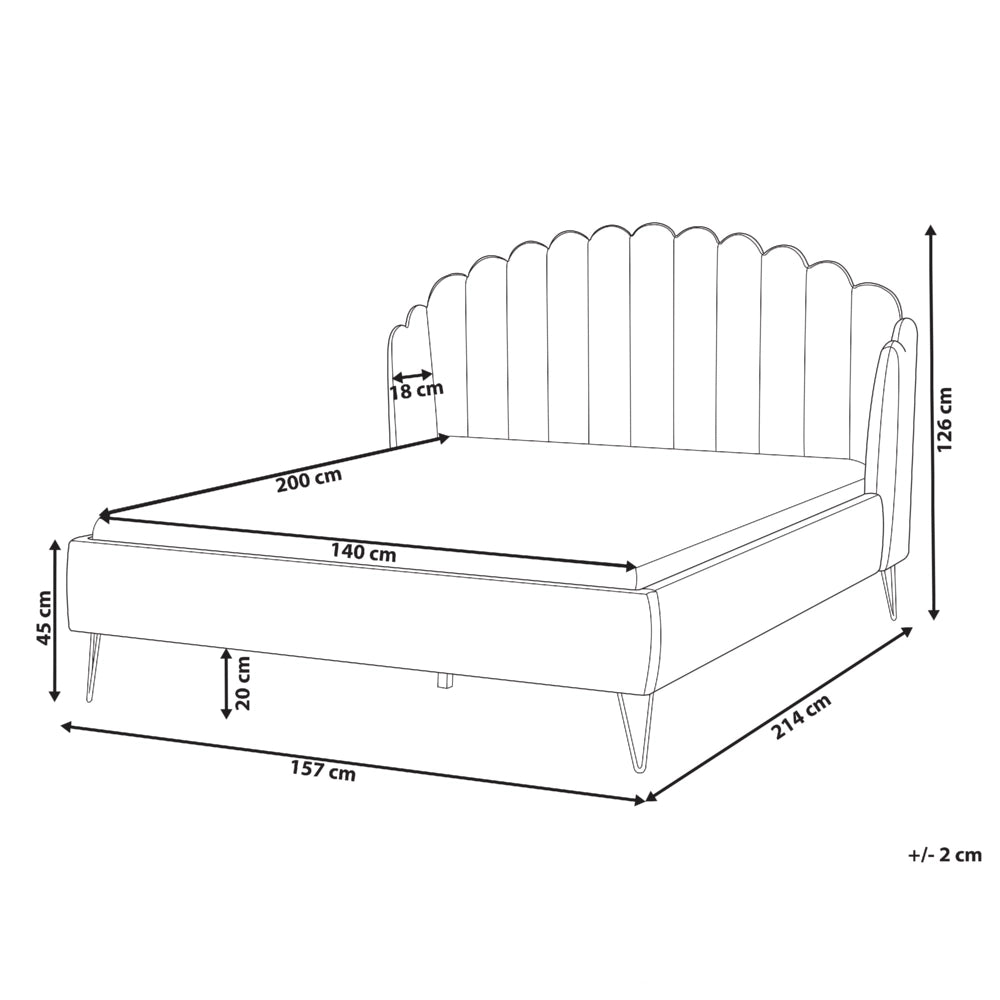 Letto con rete in velluto grigio 140 x 200 cm gambe in metallo testata retro capitonné
