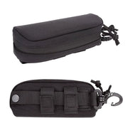 Custodia per Occhiali con Chiusura a Sferza - Protezione Rigida - Custodia per Occhiali con Cinturino - Borsa per Occhiali Portatile - Custodia per Occhiali Idrorepellente - Sacchetto in Nylon Nero - Dimensioni 18 x 8 x 5 cm - Custodia per Occhiali