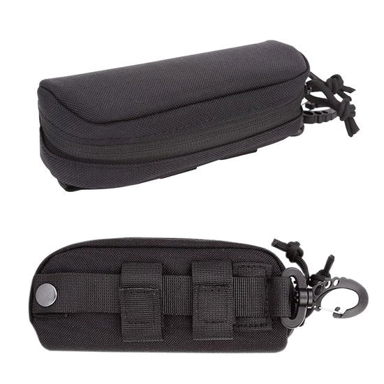Custodia per Occhiali con Chiusura a Sferza - Protezione Rigida - Custodia per Occhiali con Cinturino - Borsa per Occhiali Portatile - Custodia per Occhiali Idrorepellente - Sacchetto in Nylon Nero - Dimensioni 18 x 8 x 5 cm - Custodia per Occhiali