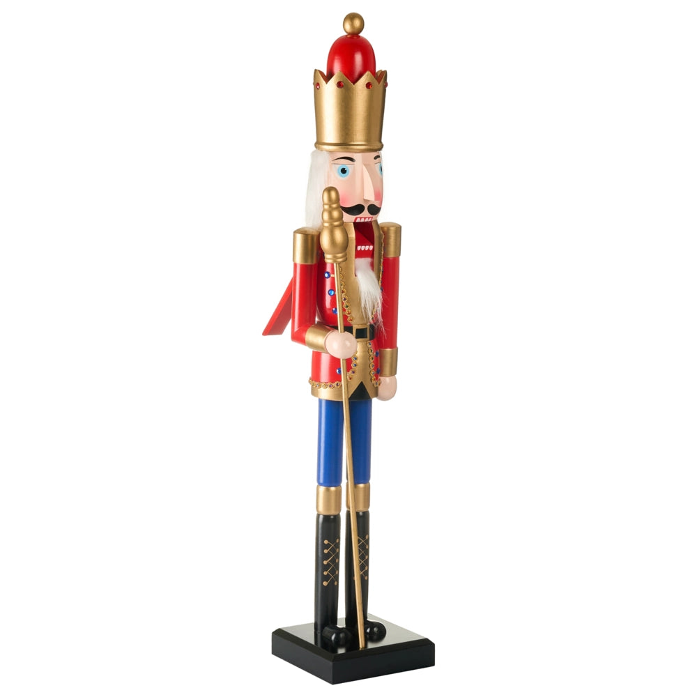 Statuetta schiaccianoci in legno di pino Decorazione natalizia con bocca apribile Fatto a mano Rosso decorazione natalizia Rosso