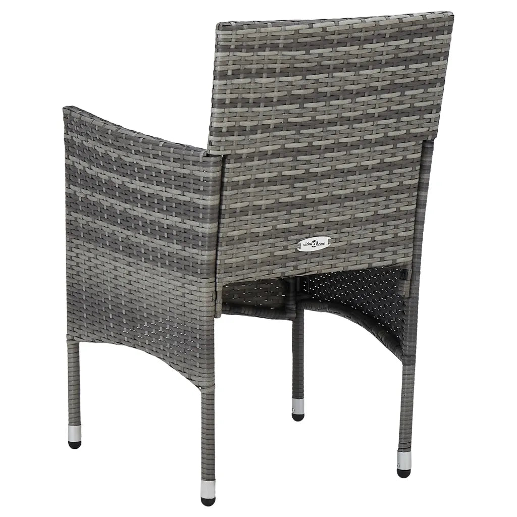 Set Mobili da Pranzo da Giardino 3 pz | Set Salotto da Giardino Grigio Polyrattan e Vetro