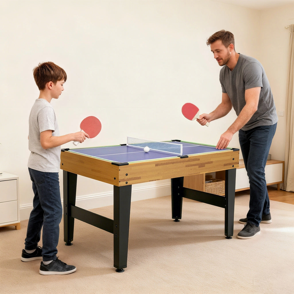Tavolo Multigioco 13-in-1 ¨C Xylo ¨C Calcio Balilla, Scacchi, Biliardo, Ping Pong, MDF Noce
