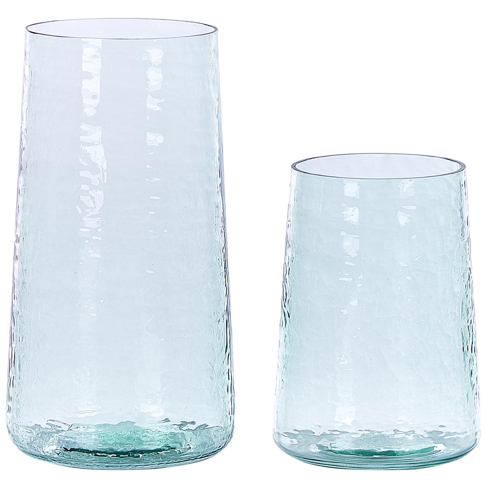 Set di 2 vasi in vetro trasparente decorativo accessorio per la casa in vetro