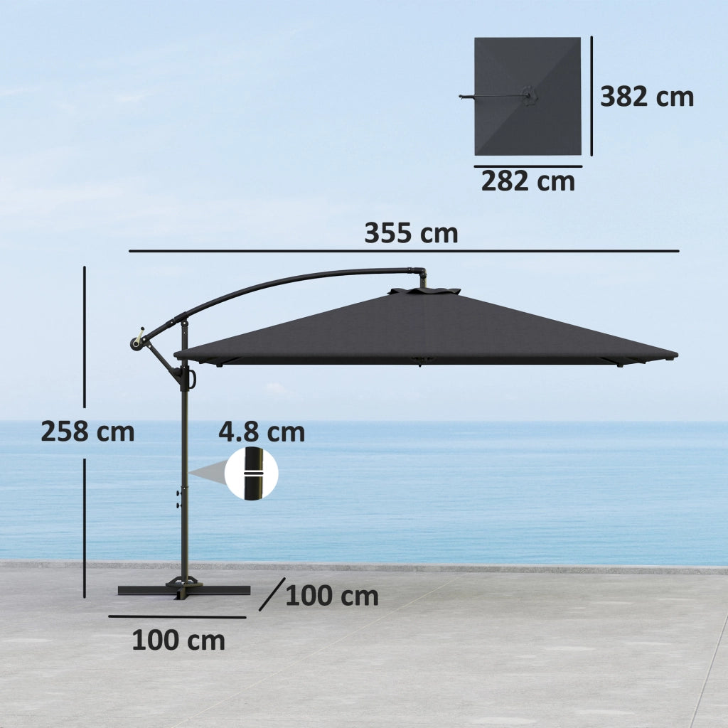 Ombrellone da Giardino Girevole e Inclinabile ¨C Zephmum ¨C Grigio 280x380 cm