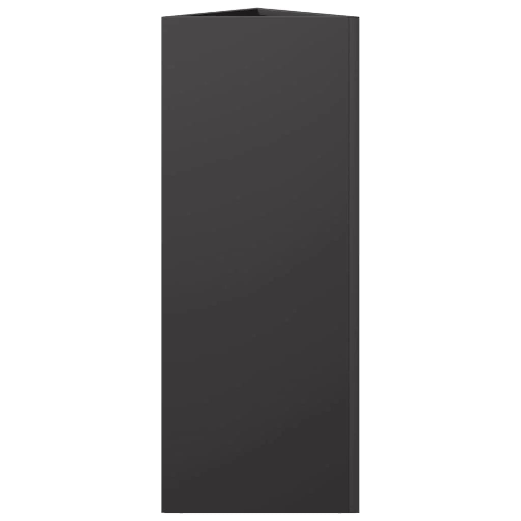 Fioriera rialzata per piante fiori terrazza giardino triangolare 30 x 26 x 75 cm acciaio nero 02_0038804