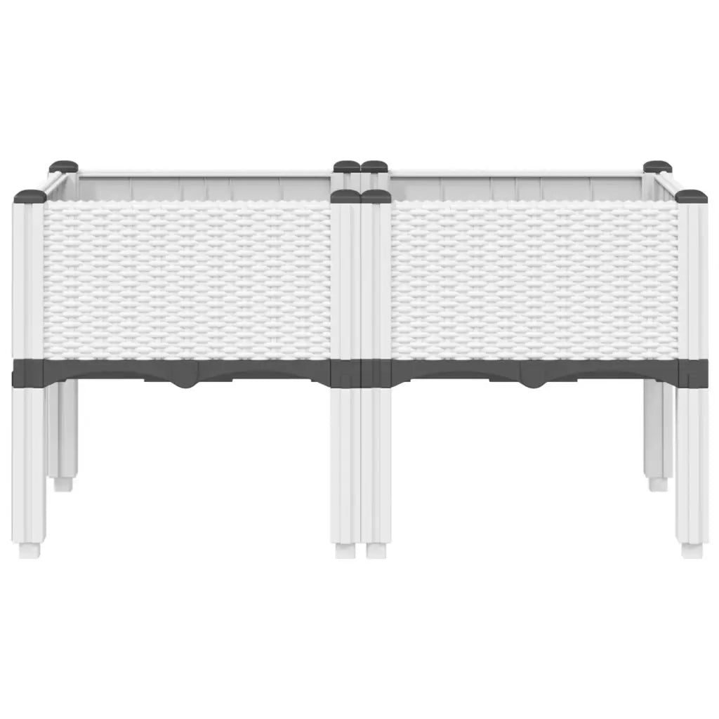 Fioriera da Giardino con Gambe-Vaso da Esterno-Contenitore per Piante Bianco 80x40x42 cm in PP