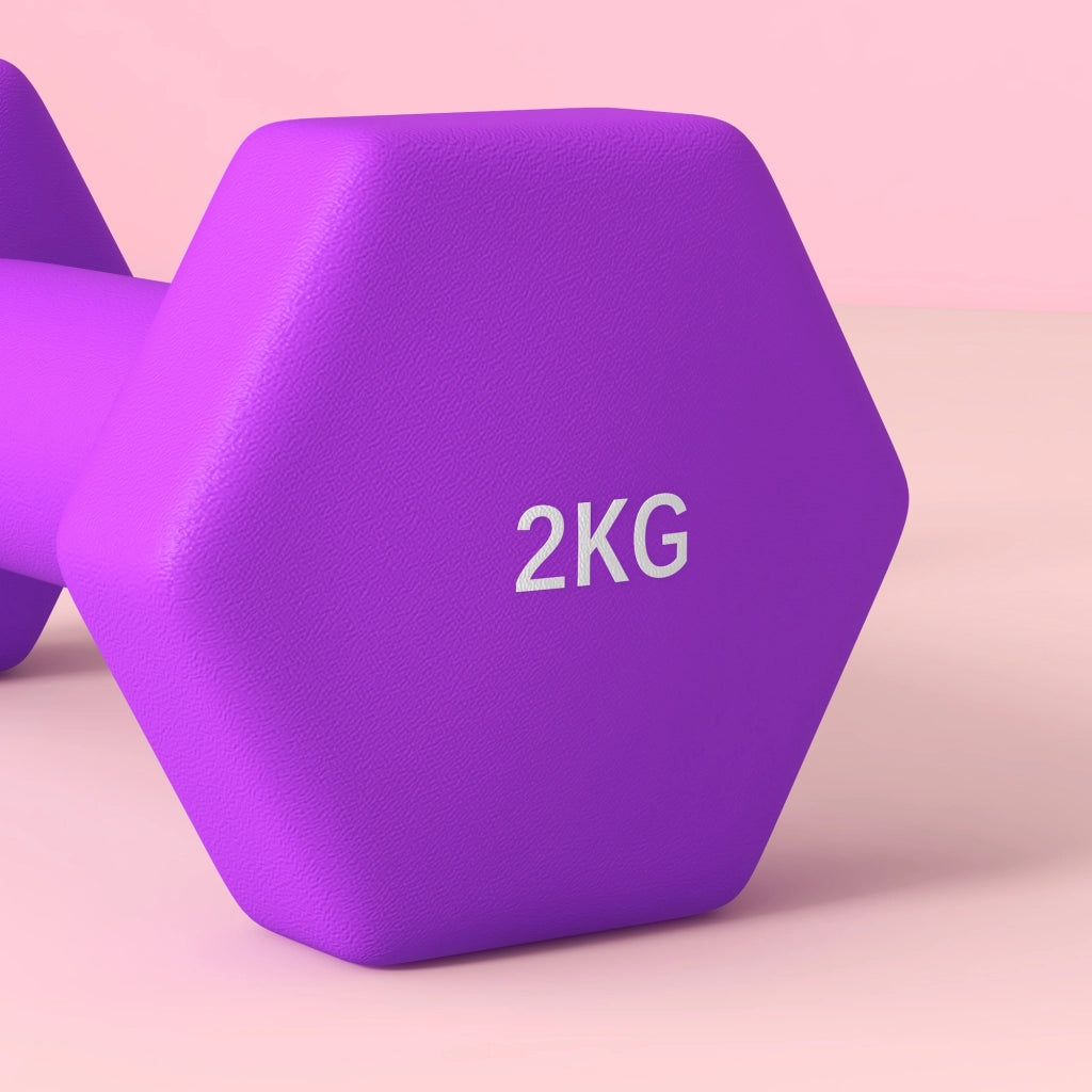 Manubri Esagonali Antiscivolo 2x2 kg ¨C zephmum ¨C Viola Metallo Plastica 16x7.5x7.5 cm