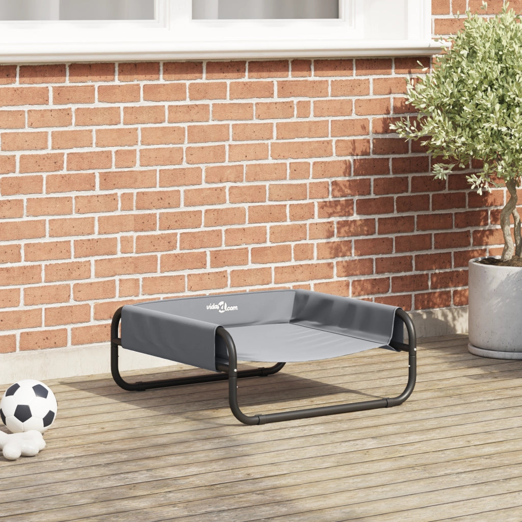 Letto Elevato per Cani Grigio Chiaro S Tessuto Oxford e Acciaio