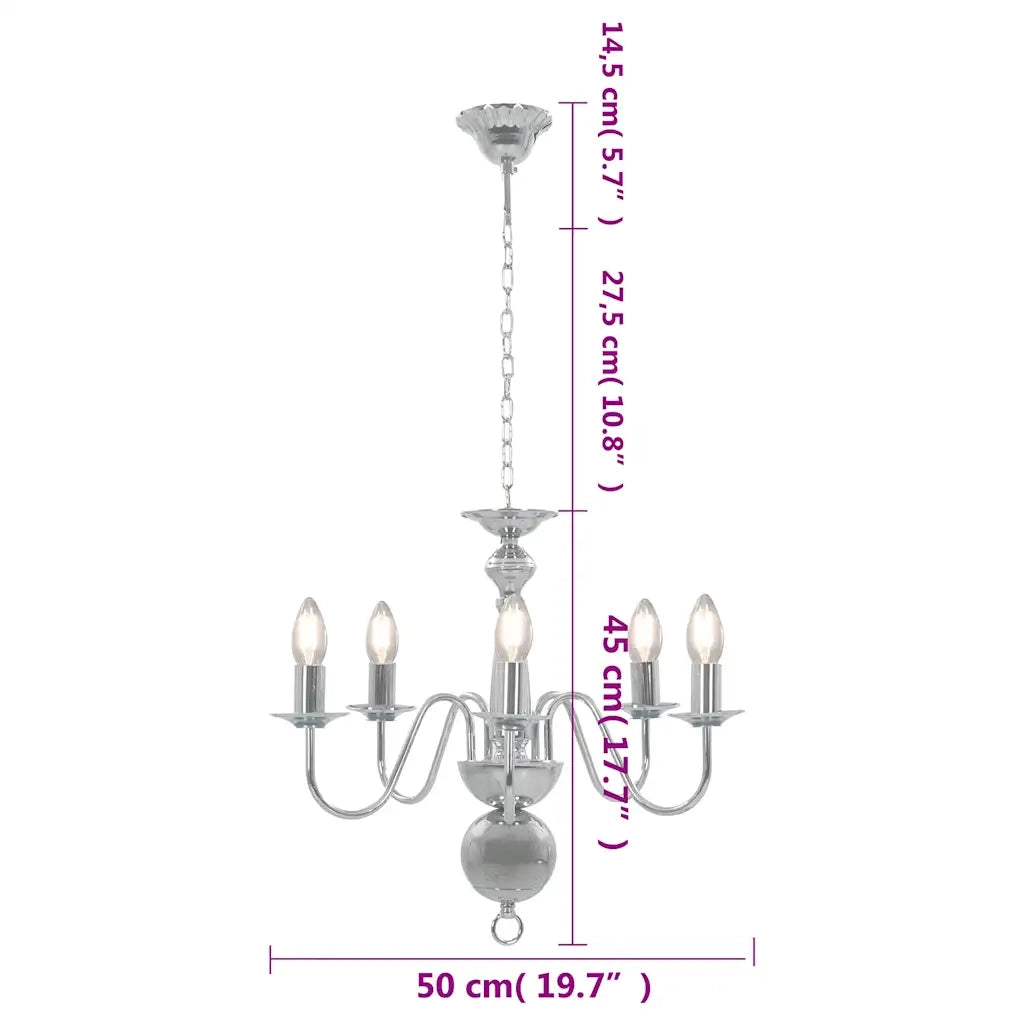Lampadario Argento 5 Lampadine Attacco E14 CFW6744996
