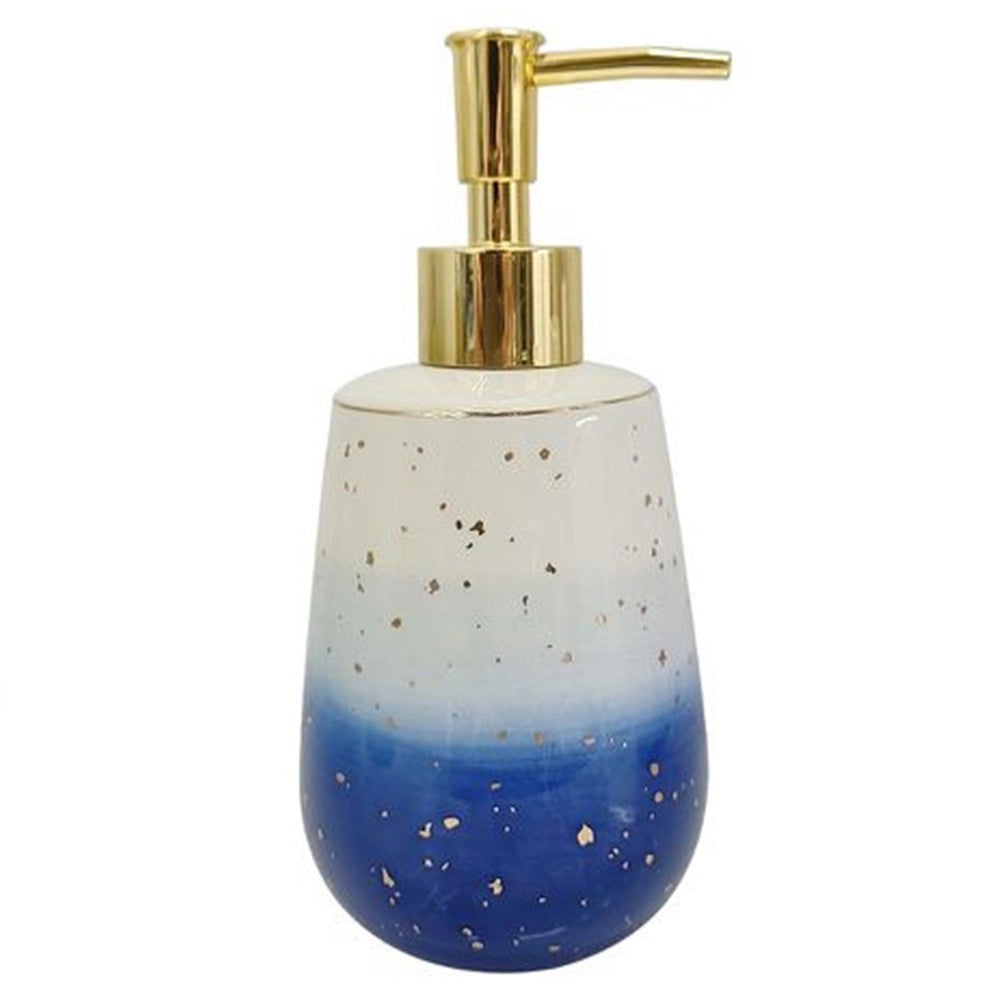 Trade Shop - Dispenser Per Sapone Liquido Bianco Blu Lavandino Accessori Arredo Bagno 79966 -