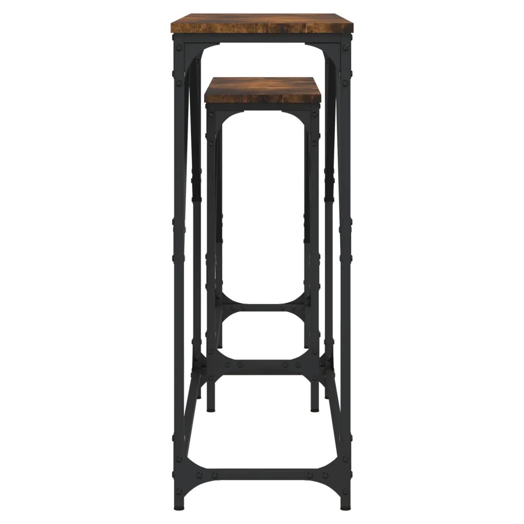 Tavoli Consolle | Tavolo d'Ingresso Impilabili 2 pz Rovere Fumo Legno Multistrato