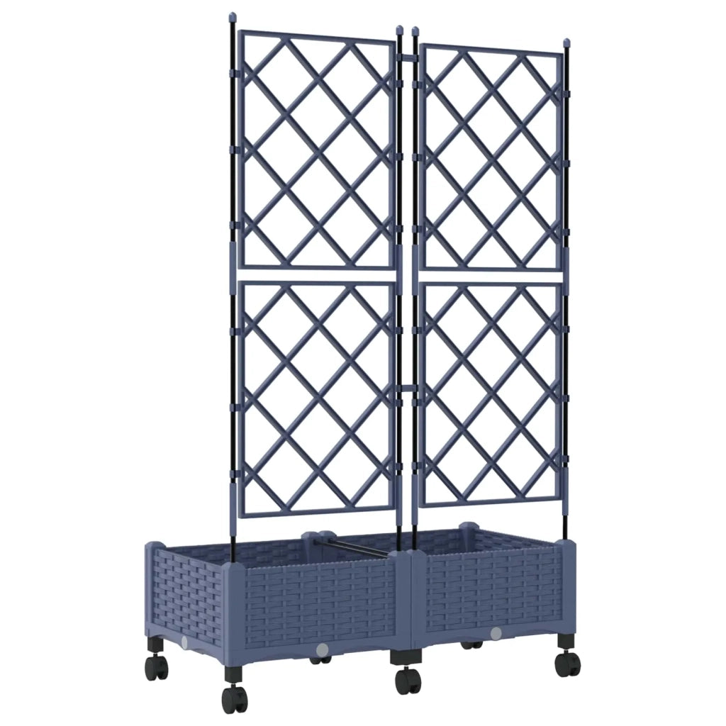 Vaso da giardino con grigliato e ruote 2 pz Grigio PP 3422986