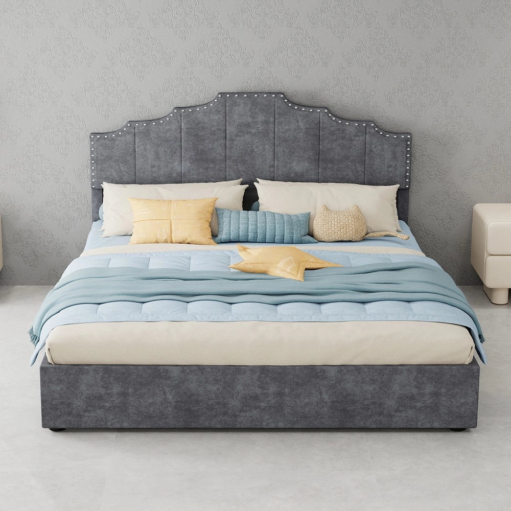 Letto Contenitore Imbottito ¨C MINIMAL ¨C Grigio 160x200 con Materasso