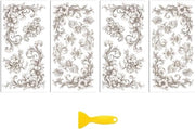 Transfer per artigianato - 4 pezzi - vintage bianco rotto - angolo fiori - 15 cm x 30 cm
