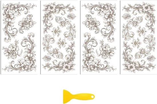 Transfer per artigianato - 4 pezzi - vintage bianco rotto - angolo fiori - 15 cm x 30 cm