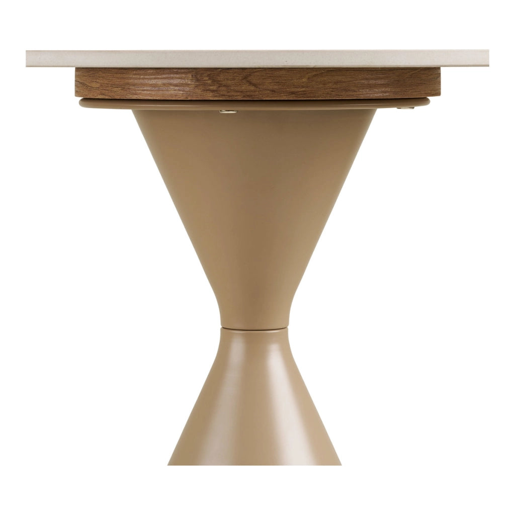 Tavolino d'appoggio Annecy in ceramica effetto travertino e acciaio ø50×56 cm