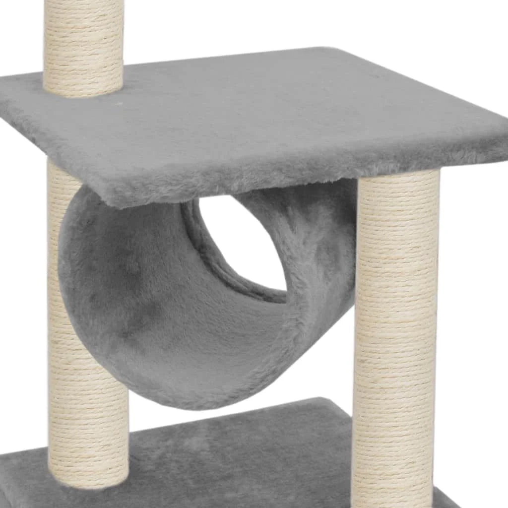 Tiragraffi albero per gatti cuccia per gatti peluche in sisal 65 cm grigio 3702276