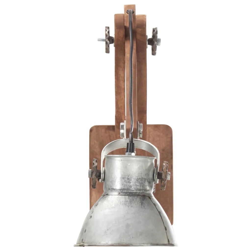 Lampada da Parete Stile Industriale Argento Rotonda E27 320575