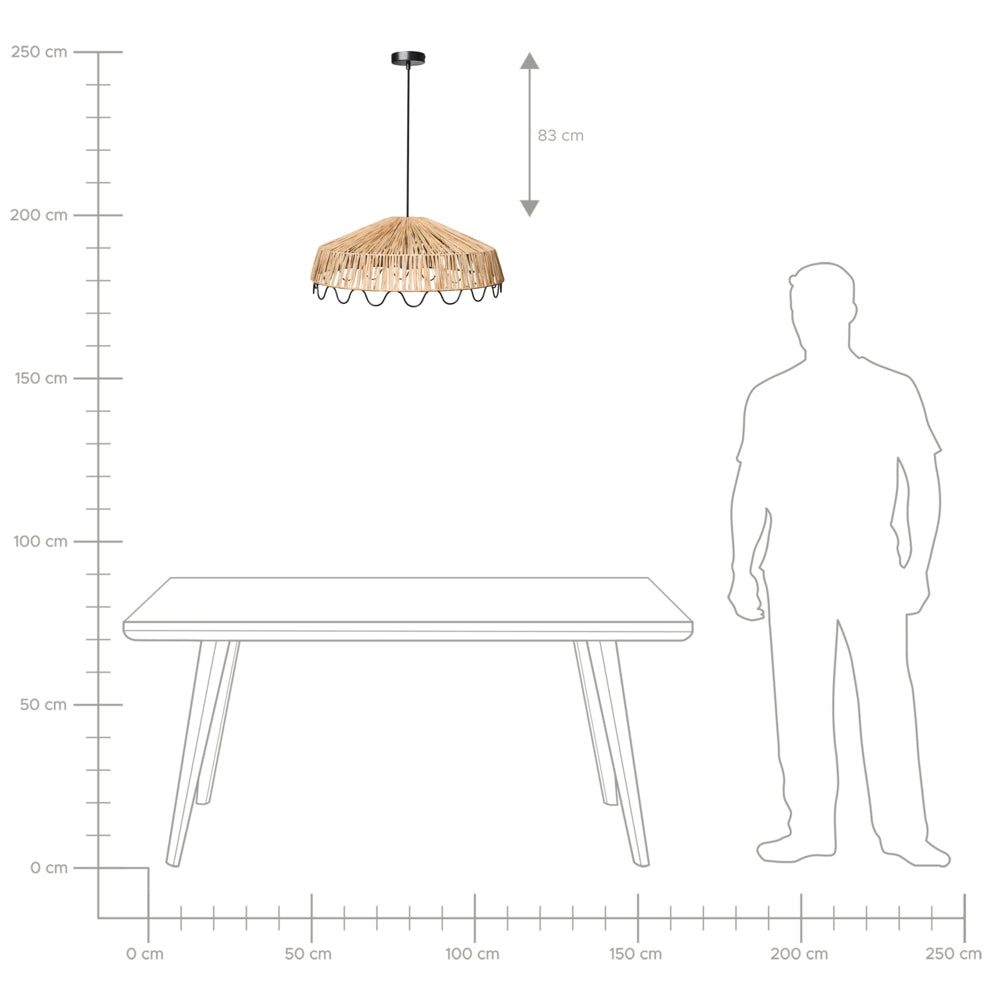 Lampada a sospensione in rattan e rafia naturale Lampada da soffitto Sala da pranzo Soggiorno Stile boho Tessuta a mano