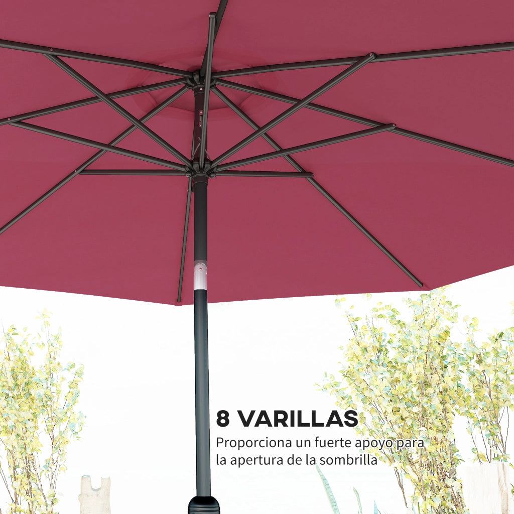Ombrellone da giardino con manovella ¨C Zephmum ¨C 295x250 cm, rosso vino, metallo
