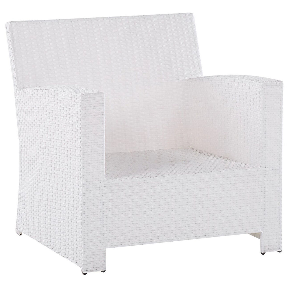 Set divano da giardino bianco finto rattan grigio cuscini esterni in vimini set di conversazione