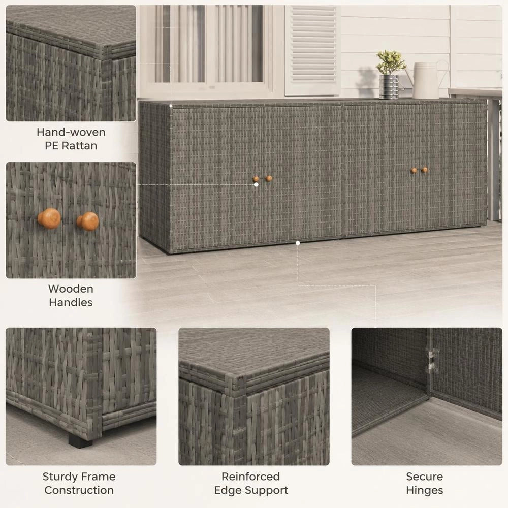 Garden Cabinet Grey 198x55.5x80 Cm Poly Rattan