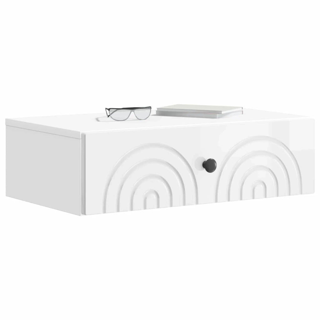 Tavolino da Parete Laterale Bianco Lucido 59 x 34,5 x 17 cm 898149