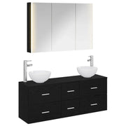 Set di mobili per il bagno 4 pcs Rovere Nero 3406704