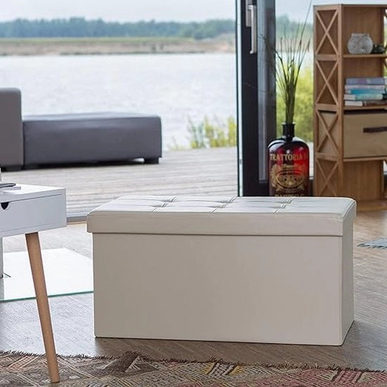 Cassa con coperchio, divano letto pieghevole con testata, imbottito, spazievitore, 76 x 38 x 38 cm