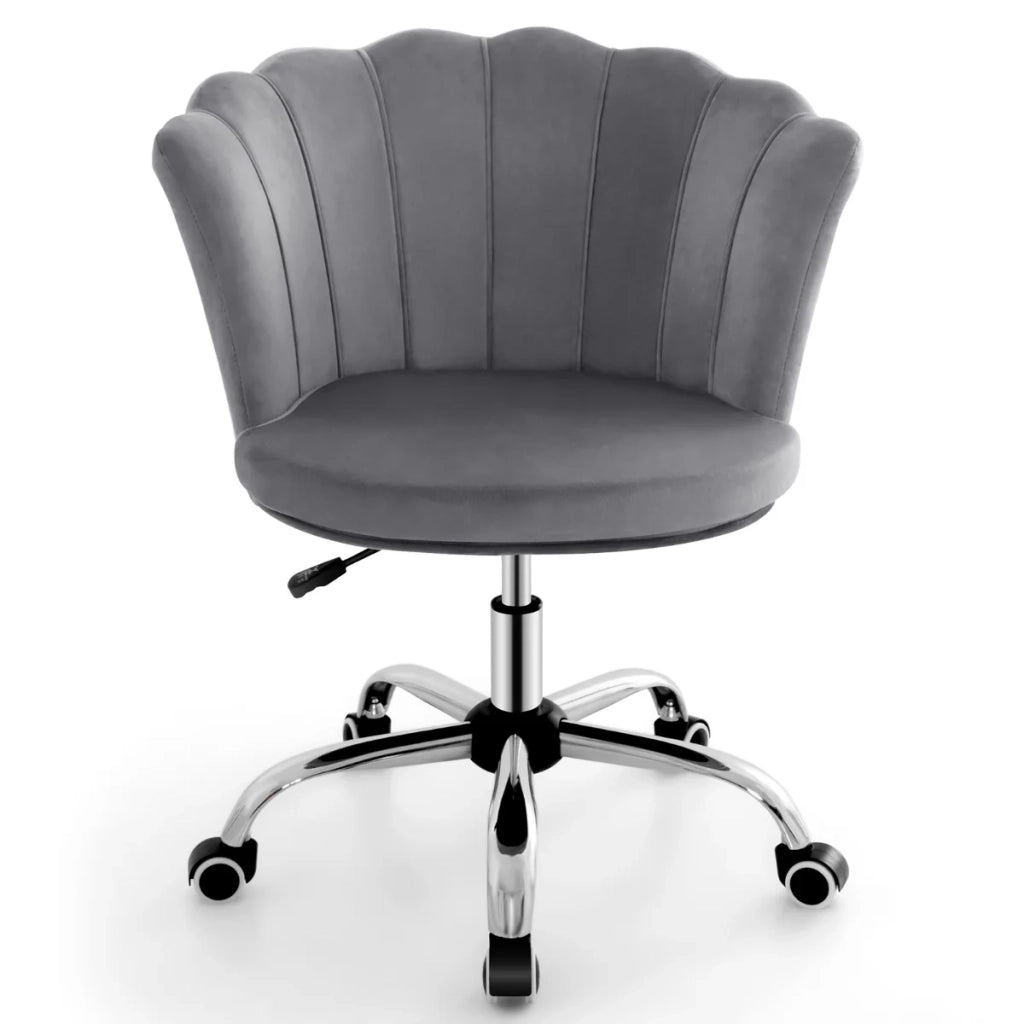 Sedia da ufficio con rotelle 69 x 64 x 74,5-84 cm seduta ergonomica girevole design in velluto grigio 20_0012088
