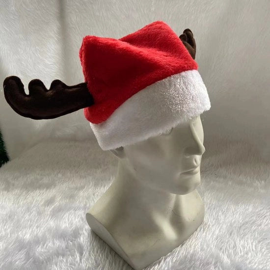 Cappello decorativo di Natale, cappello di Natale con pelo di renna finto, regalo per adulti e bambini, cappuccio morbido corto, cappello di stoffa per Natale, misura adulta 30*40CM