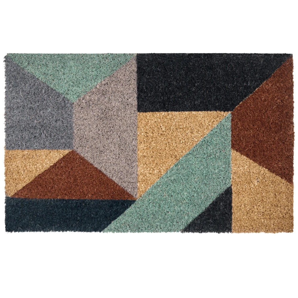 Zerbino multicolore in fibra di cocco con fondo antiscivolo 45 x 75 cm Antiscivolo Decorativo Motivo geometrico Zerbino di benvenuto