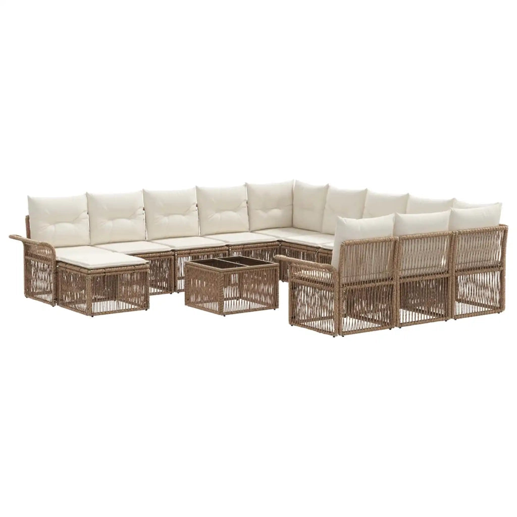 Set Divano da Giardino 13 pcs Beige e Bianco Crema polyrattan