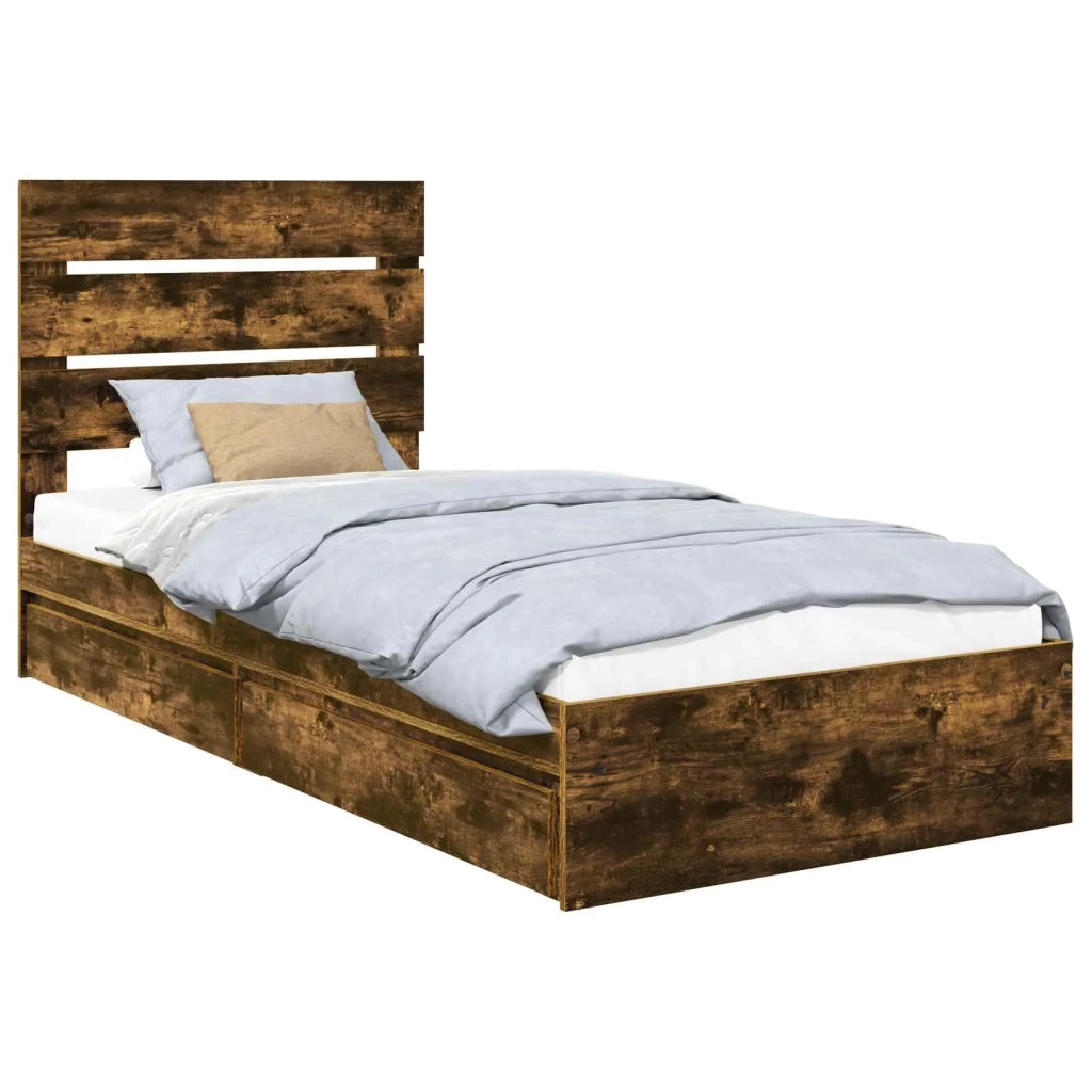 Letto con Contenitore Rovere fumé 90 x 190 cm Legno multistrato 3411931